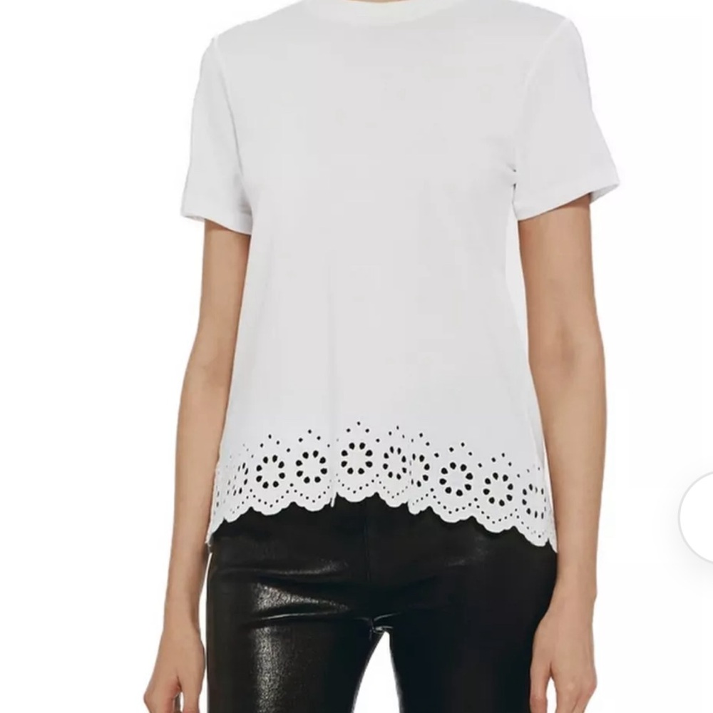 10 Crosby Derek Lam White Eyelet T-Shirt - Size S